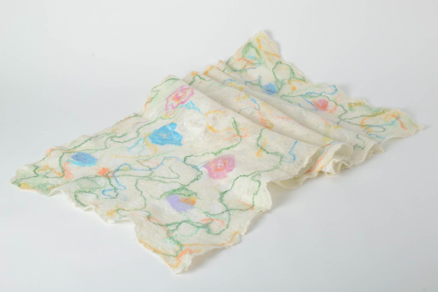 Handmade gefilzter Schal Frauen Accessoire Geschenk für Frau Damen Schal weiß foto 4