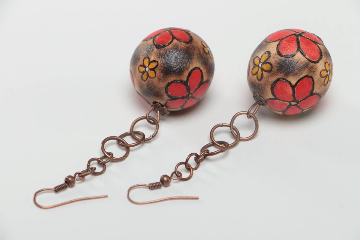 Handcrafted jewelry wooden earrings ball earrings designer accessories photo 5