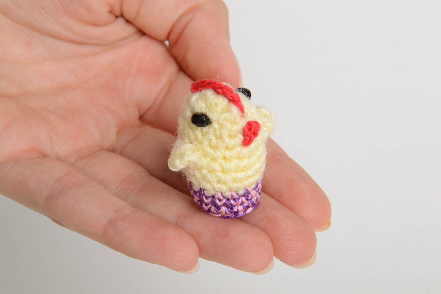 Charming handmade soft toy unusual crocheted chicken textile toy cute gift photo 5