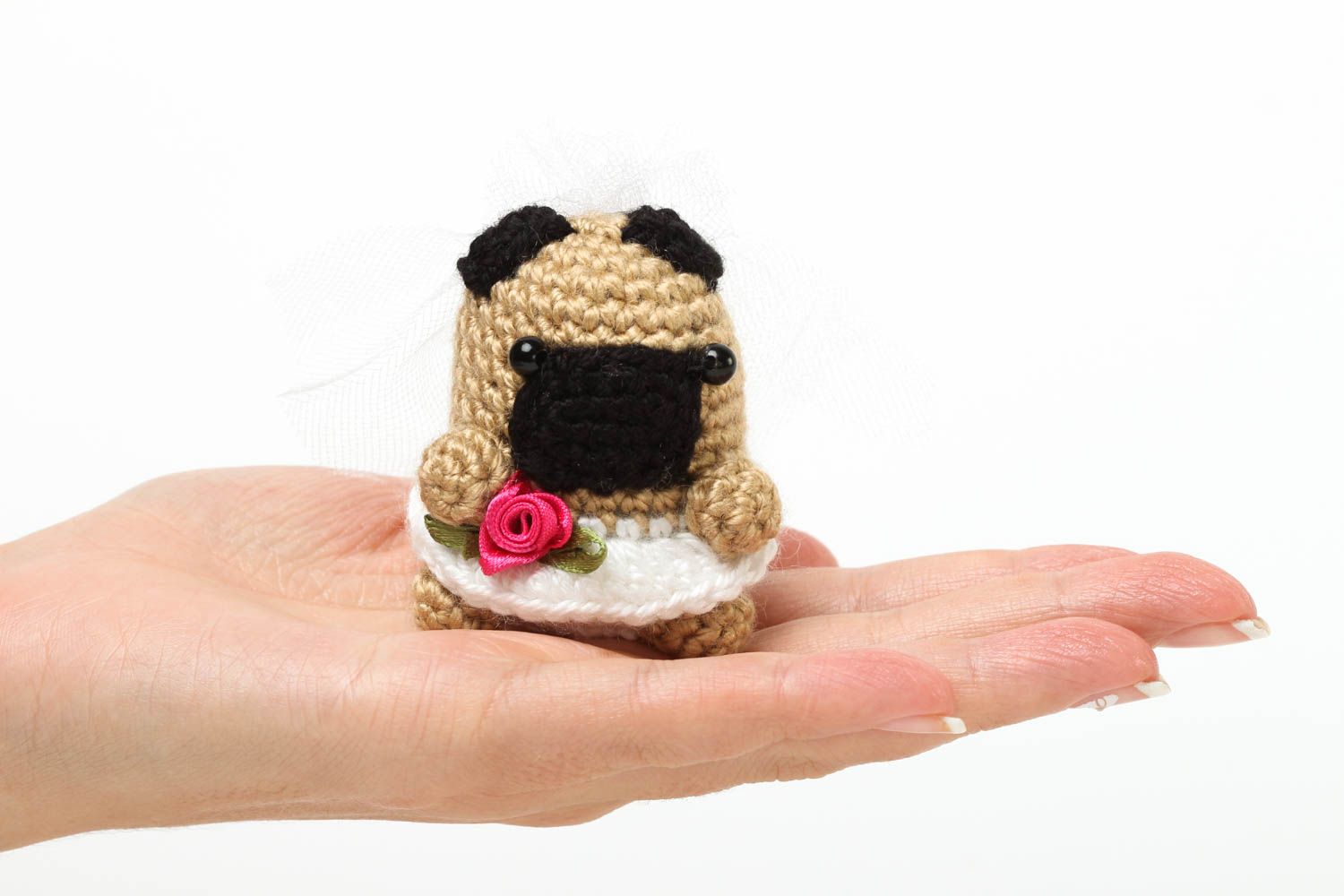 Jouet carlin Peluche faite main tricoté Cadeau enfant miniature Fiancée photo 5