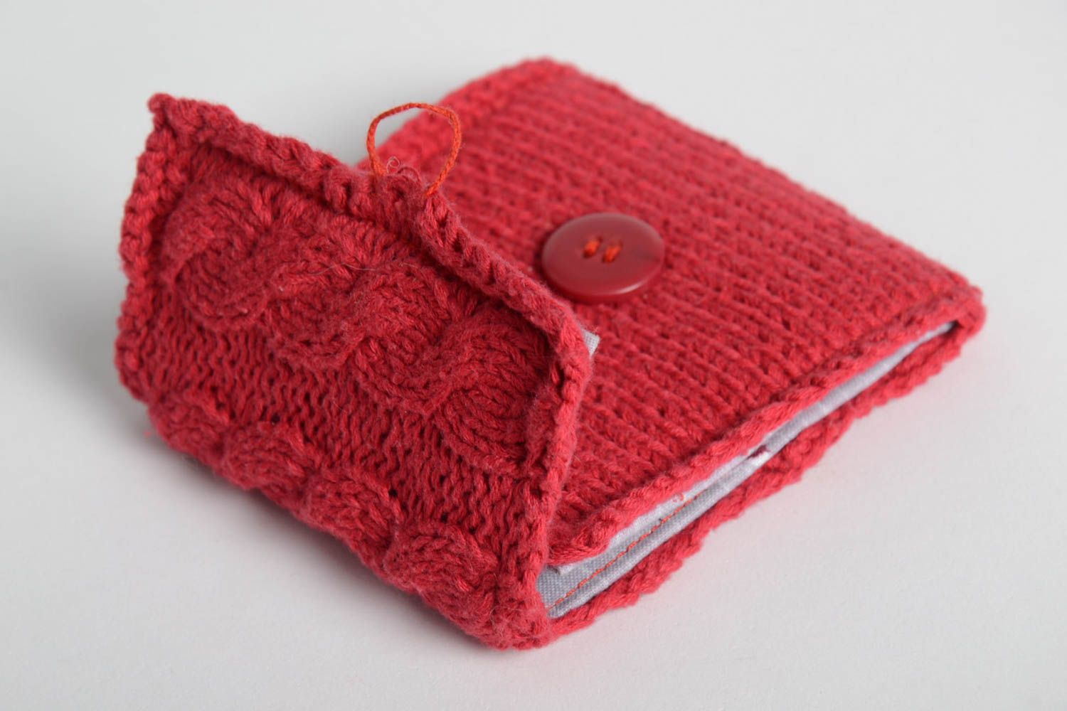 Portefeuille rose Accessoire femme tissu tricot pliable Cadeau original photo 4