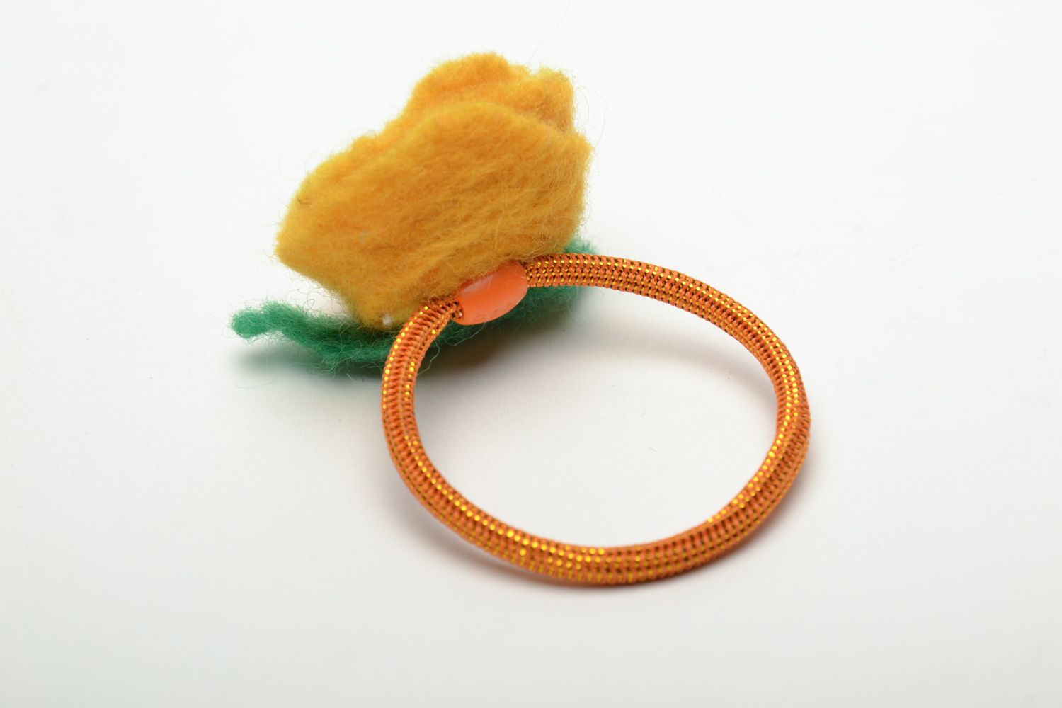 Scrunchy with yellow felt flower and crystals photo 5