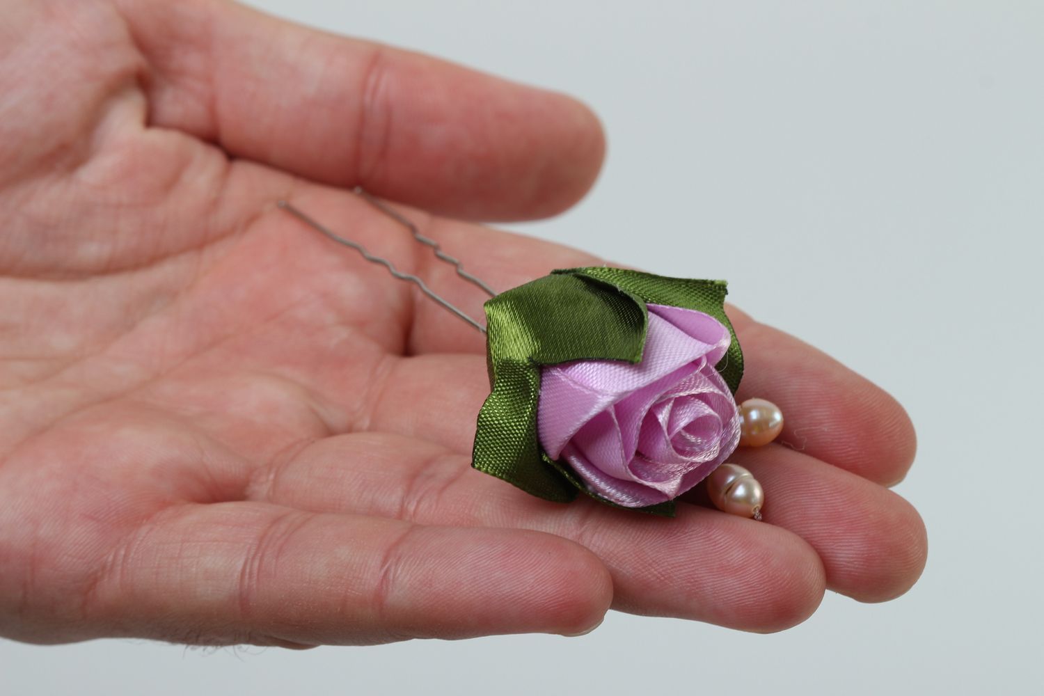 Violette Blumen Haarnadel handgemachter Schmuck Haar Accessoire mit Perlen foto 5