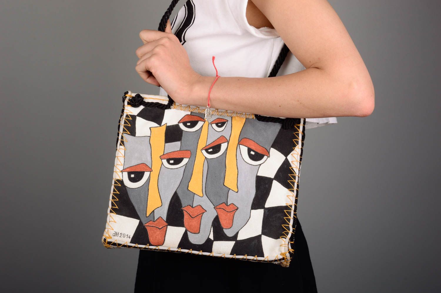 Handmade fabric handbag colored glass case stylish designer clutch bag for women photo 3