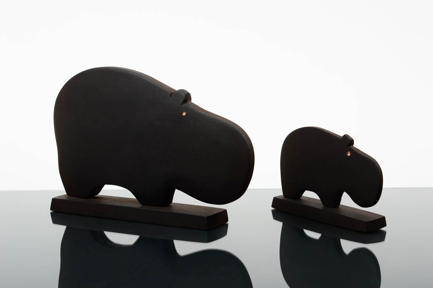 Figurines décoratives Statuettes en bois fait main 2 hippopotame Déco intérieure photo 1