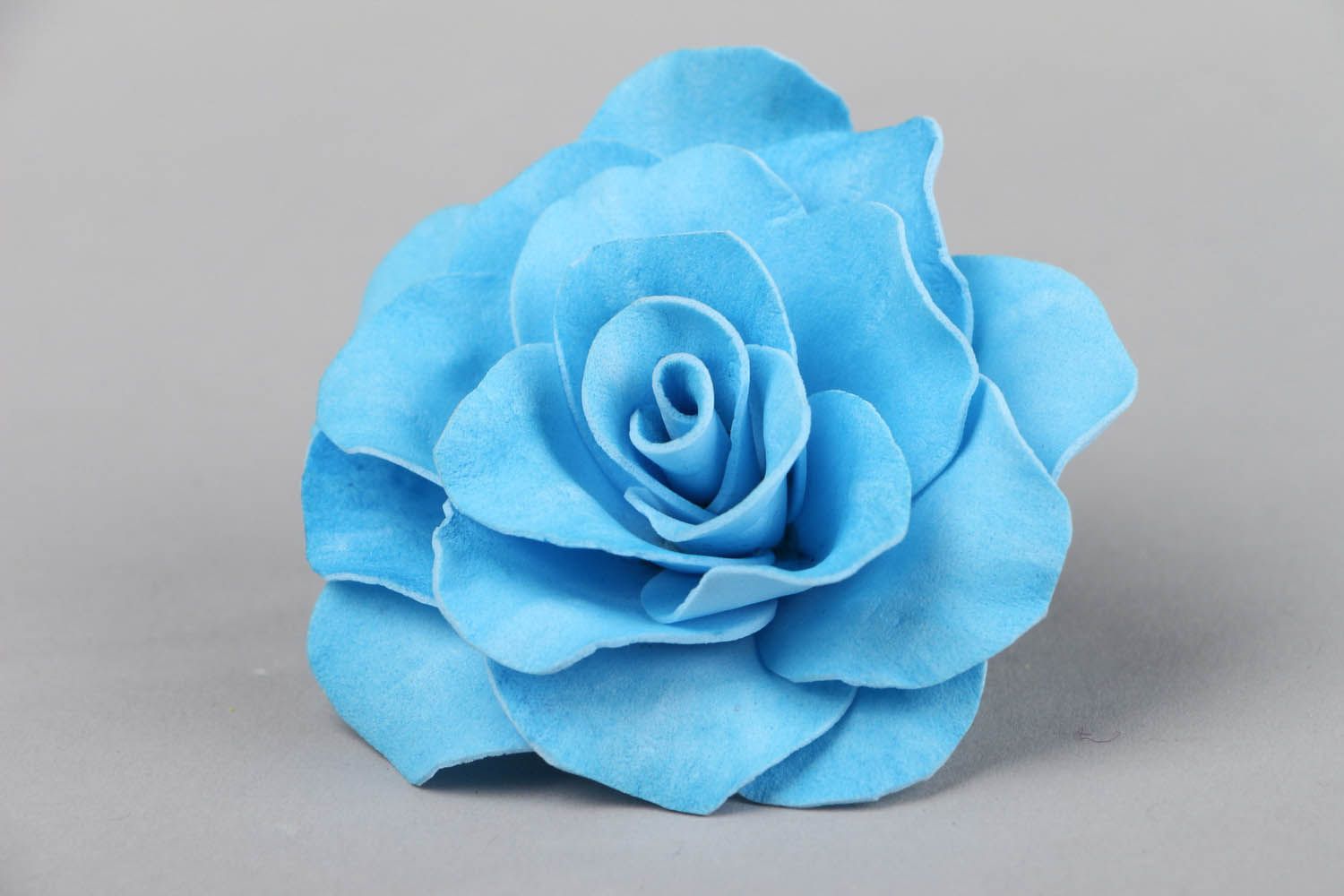Barrette à cheveux originale fleur bleue faite main photo 2