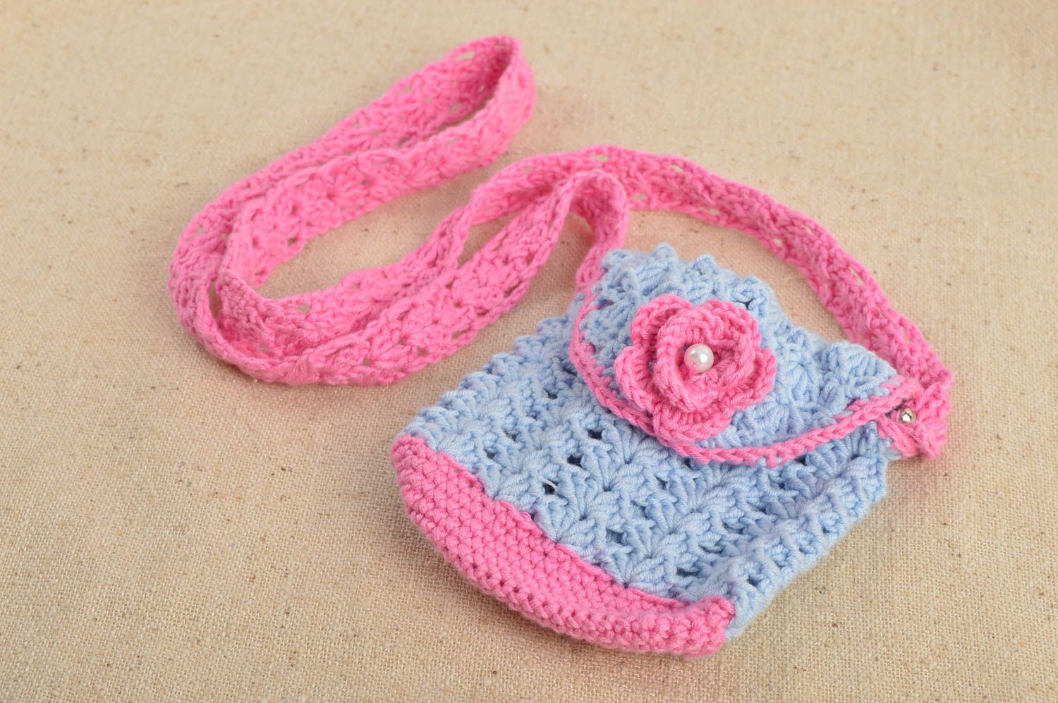 Stylish handmade crochet bag shoulder bag childrens luxury bags gifts for kids photo 1