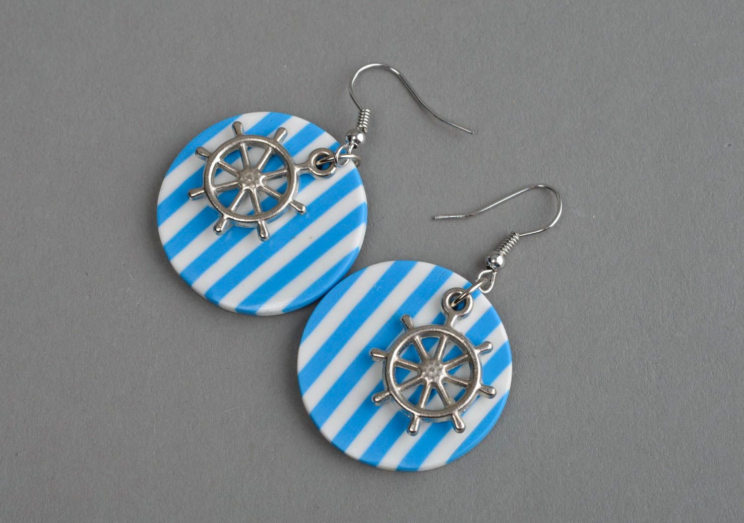 Plastic painted earrings handmade polymer clay accessory present for women photo 2