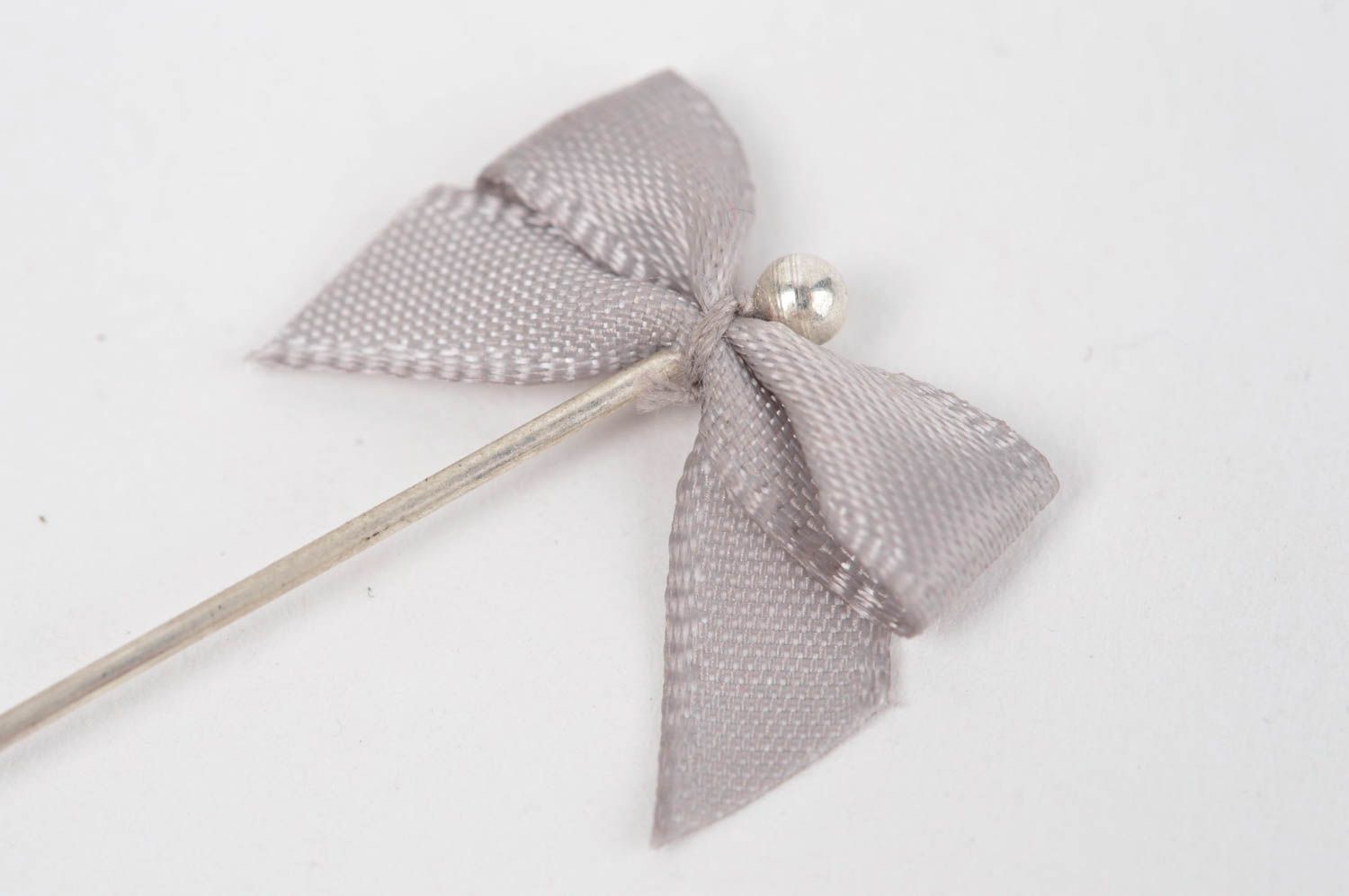 Beautiful handmade metal brooch pin textile bow brooch homemade brooch jewelry photo 3
