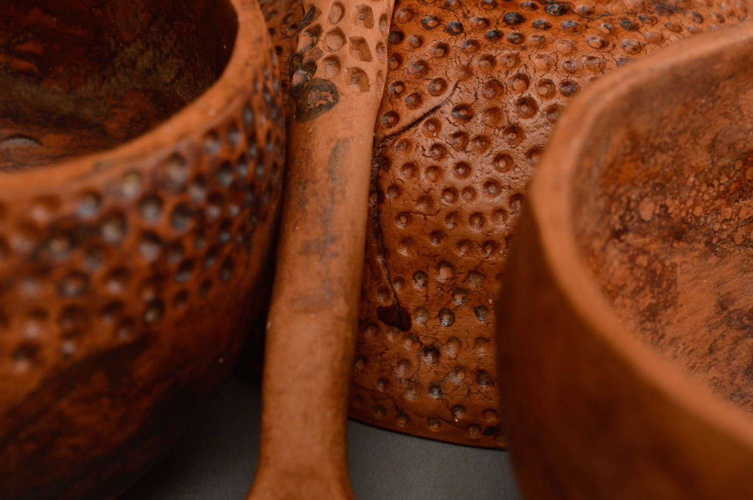 Handmade ceramic set of utensils kitchenware made of clay unusual pottery  set photo 5