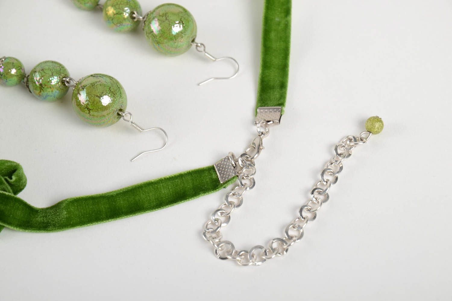 Handmade jewelry set beaded earrings beaded necklace fashion accessories photo 3