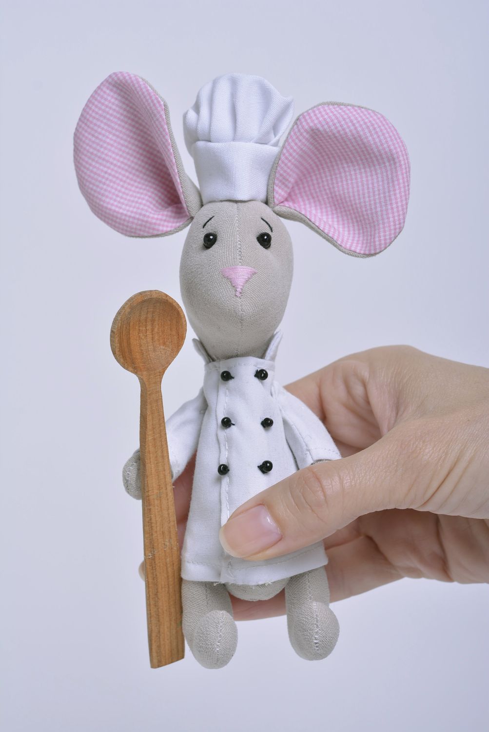 Beautiful handmade children's cotton fabric soft toys set 2 pieces Mice photo 5