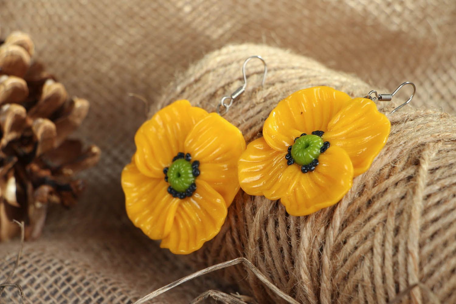 Earrings Yellow Poppy photo 3