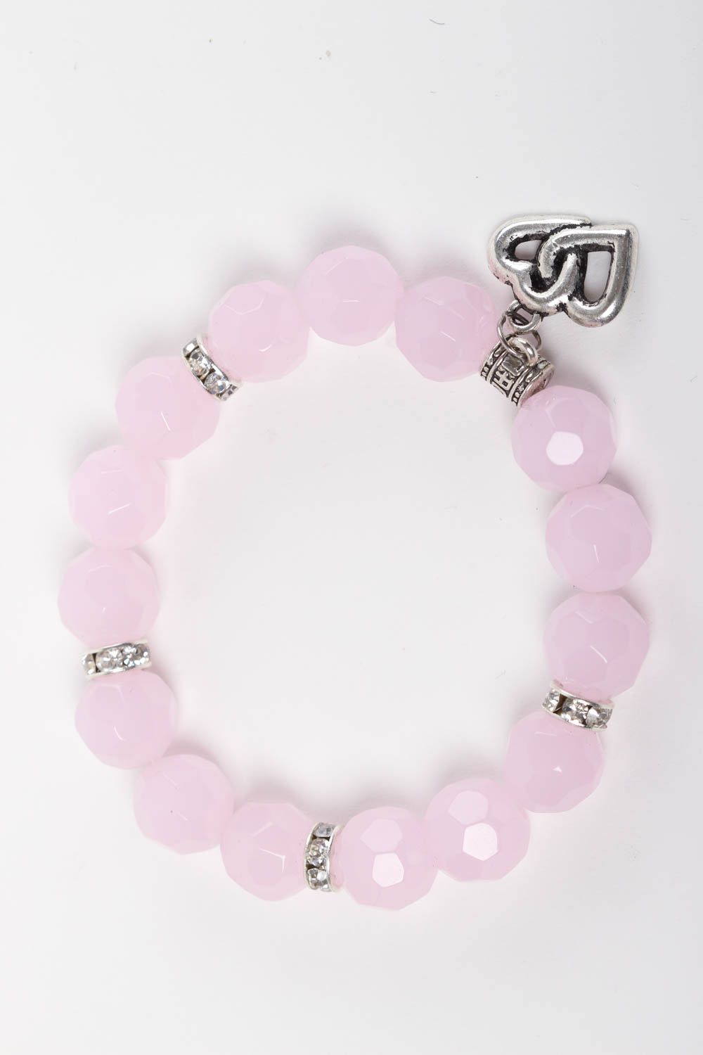 Bracelet pierres naturelles Bijou fait main en quartz rose Accessoire femme photo 2