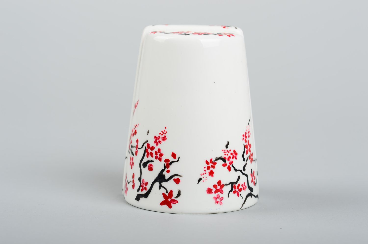 Salière Poivrière fait main Vaisselle originale céramique blanche à fleurs photo 4