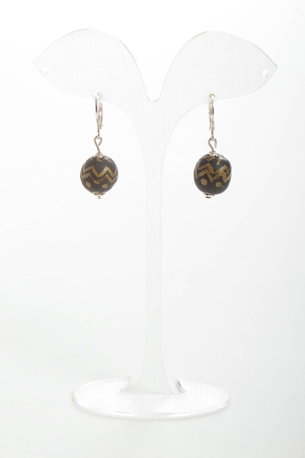 Handmade designer ceramic earrings clay ball earrings ceramic jewelry designs photo 2