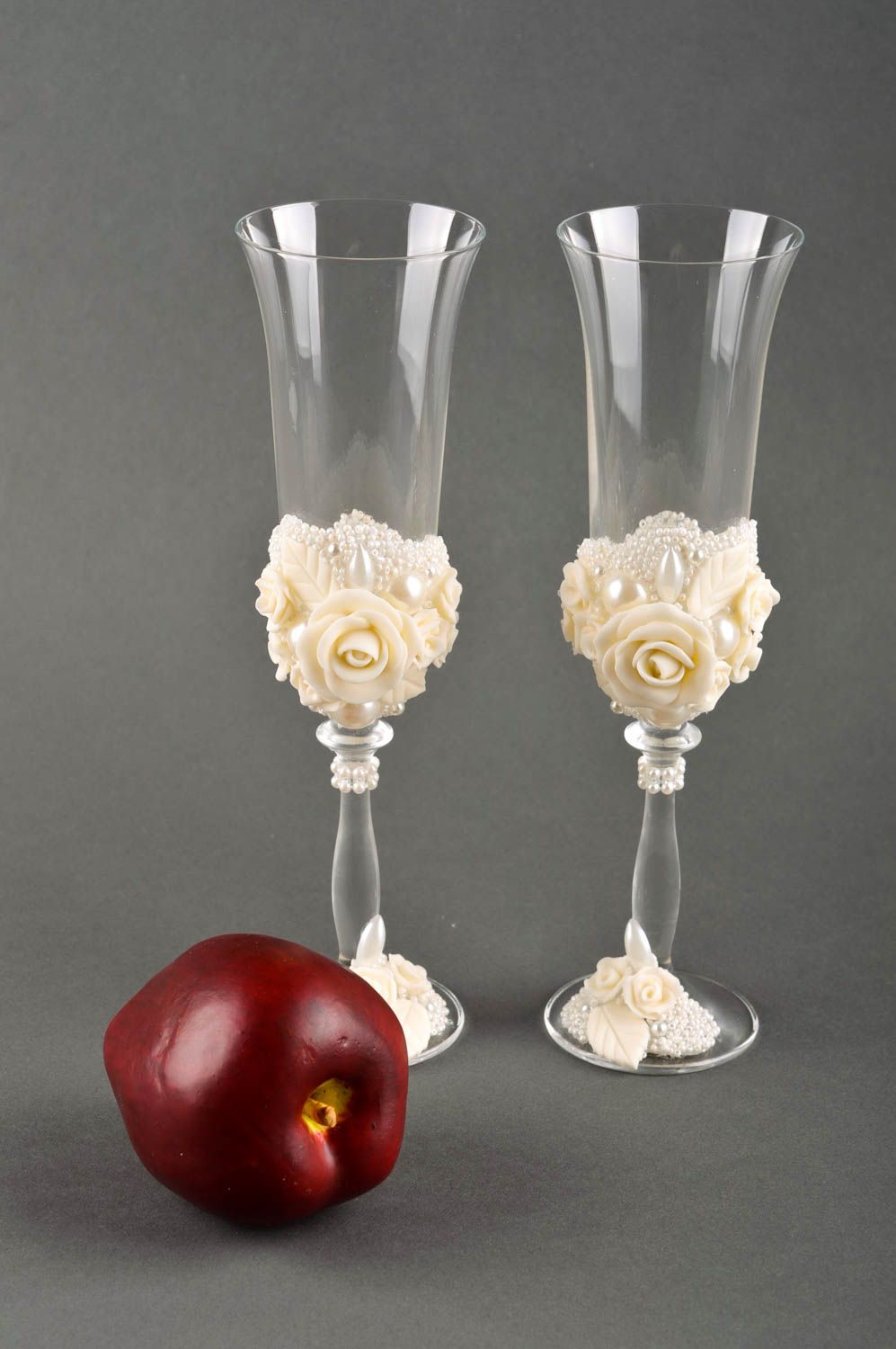 Beautiful handmade champagne glasses groom and bright cute stemware ideas photo 1