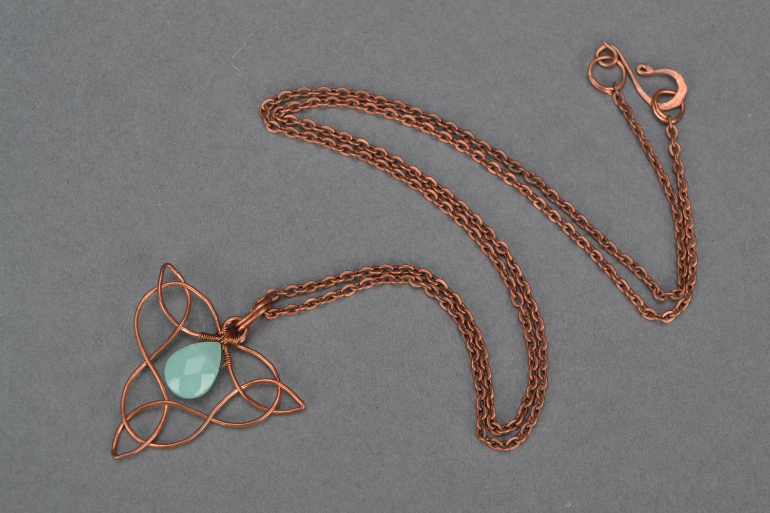 Copper pendant with Czech glass Triskelion photo 4
