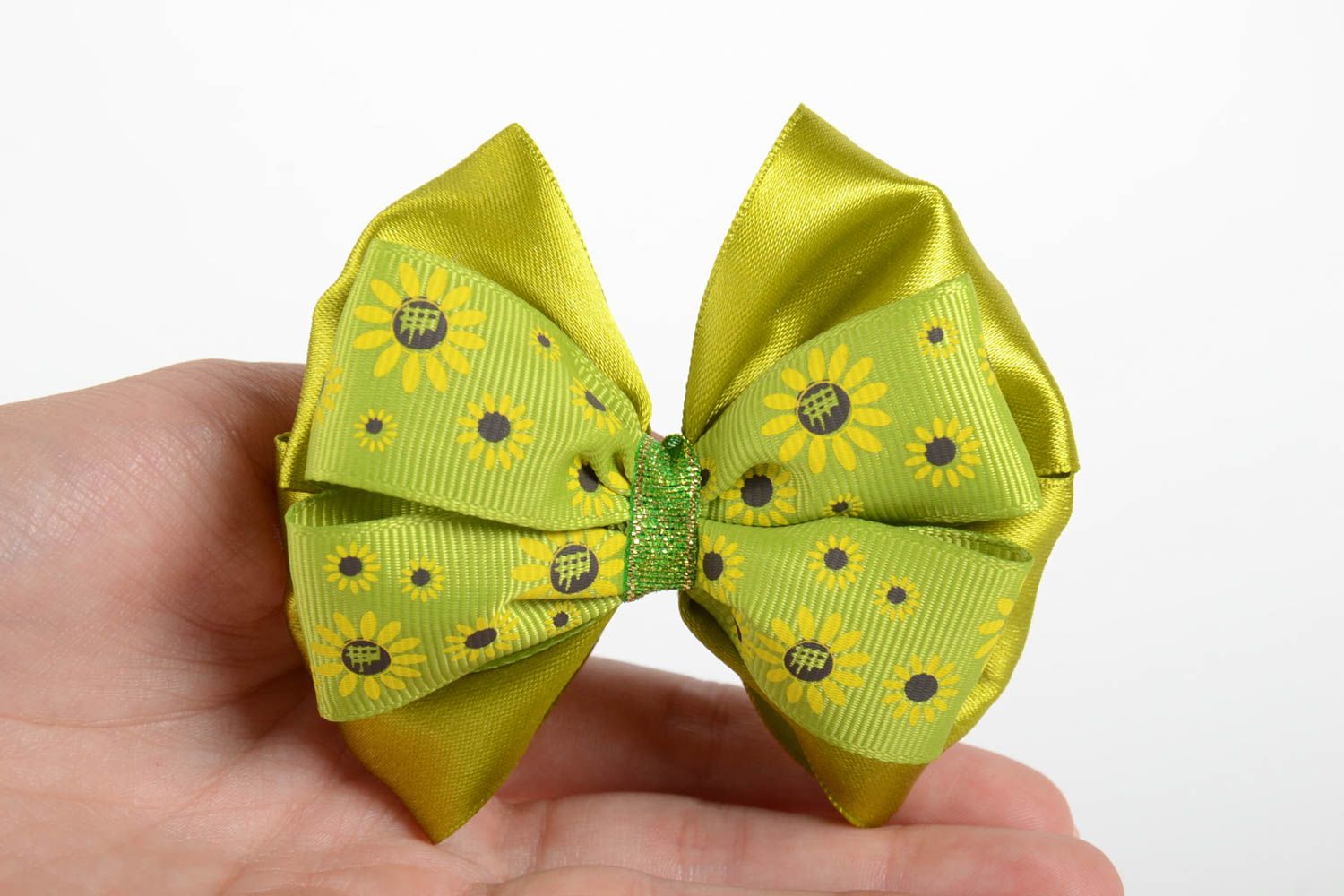 Handmade satin ribbon hair bow designer bow hair clip elegant hair gifts for her photo 5