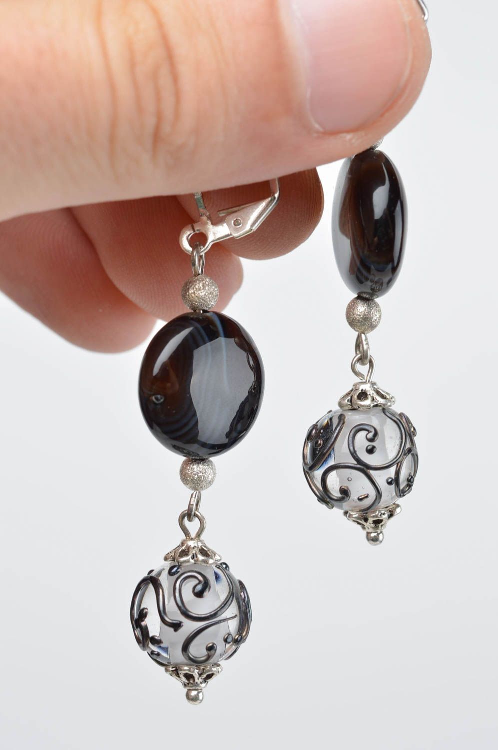 Glass handmade earrings unusual designer earrings cute stylish accessories photo 5