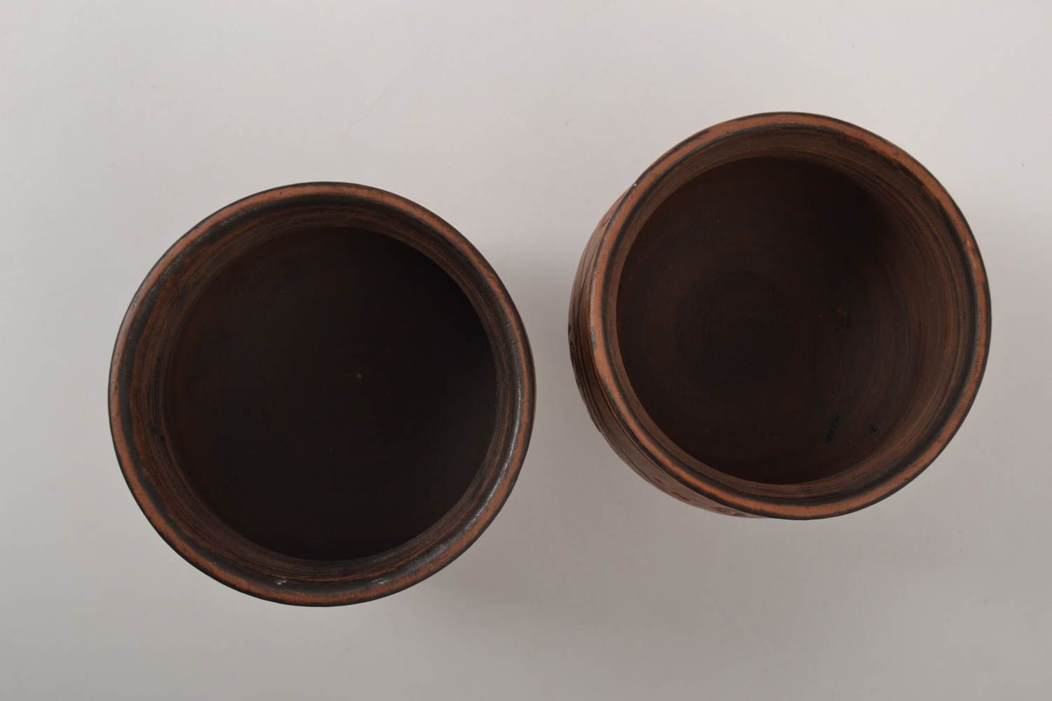 Handmade Becher aus Ton Set 2 Stück Keramik Geschirr Geschenk für Männer Ethno foto 2