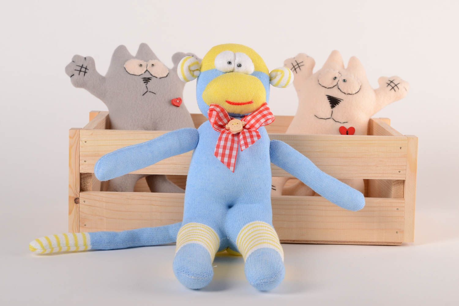 Детская игрушка handmade игрушка-животное мягкая игрушка голубая обезьянка фото 1