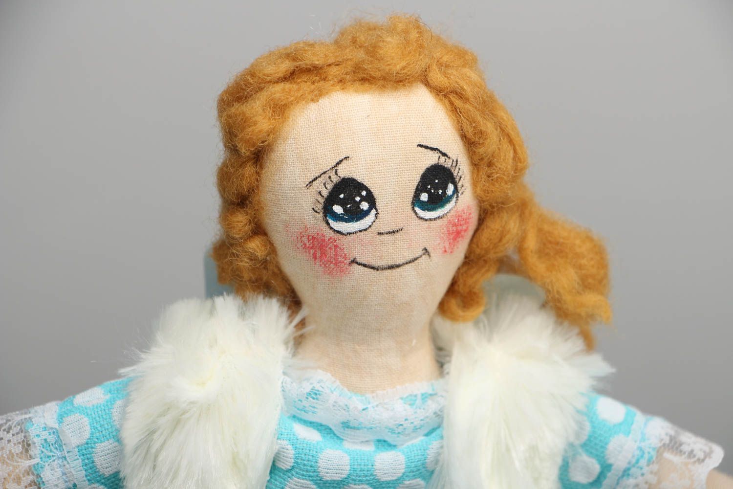 Авторская кукла ангелок в голубом платьице  фото 2