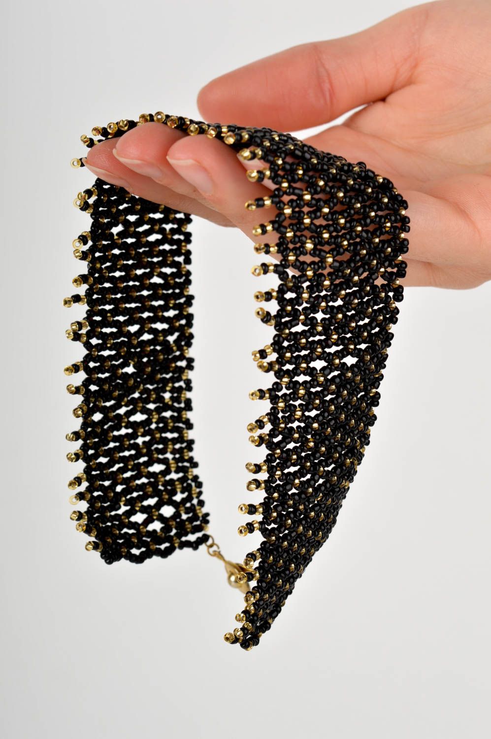 Collar de abalorios negro hecho a mano bisutería de moda regalo original foto 5