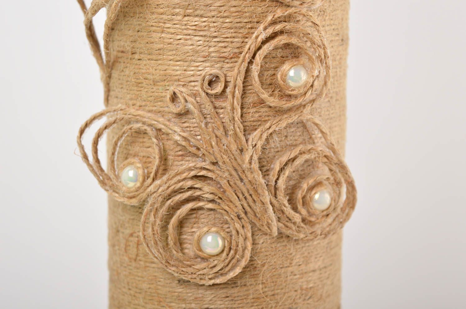 Deko Vase handmade ausgefallener Dekoartikel Wohnzimmer Deko aus Kordel foto 3