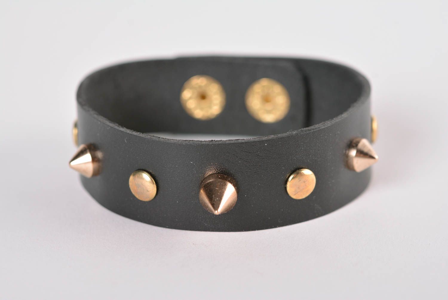 Handmade black leather bracelet designer stylish bracelet wrist jewelry photo 1
