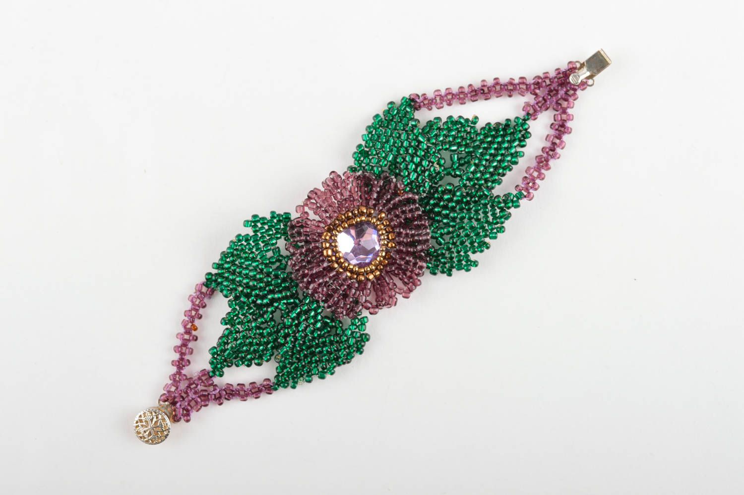 Parure de Bijoux en perles de rocaille faits main Collier et bracelet fleurs photo 5