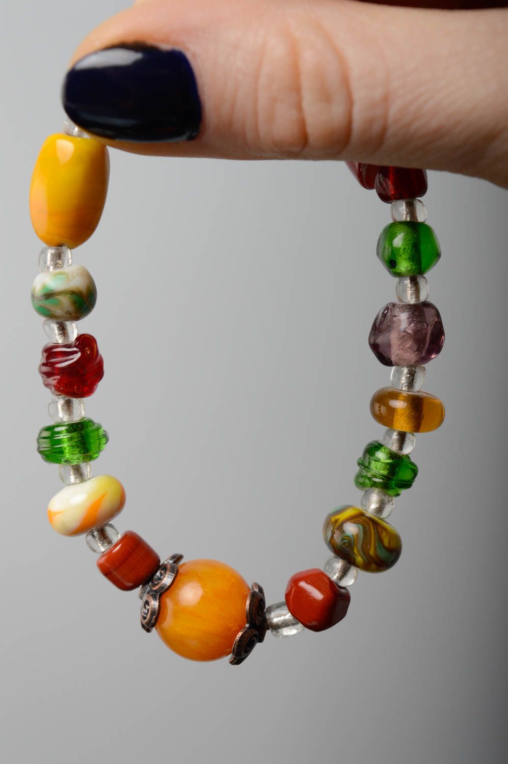 Bracelet with lampwork glass beads photo 3