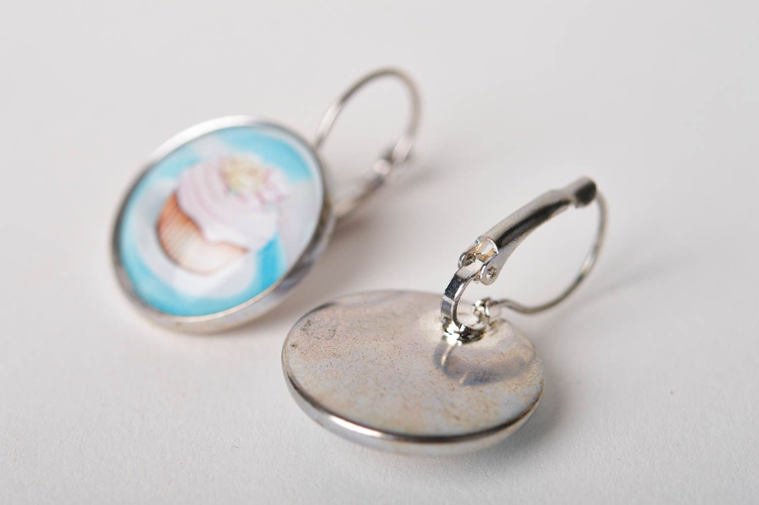 Handmade dangling earrings stylish metal earrings cute designer accessory photo 5
