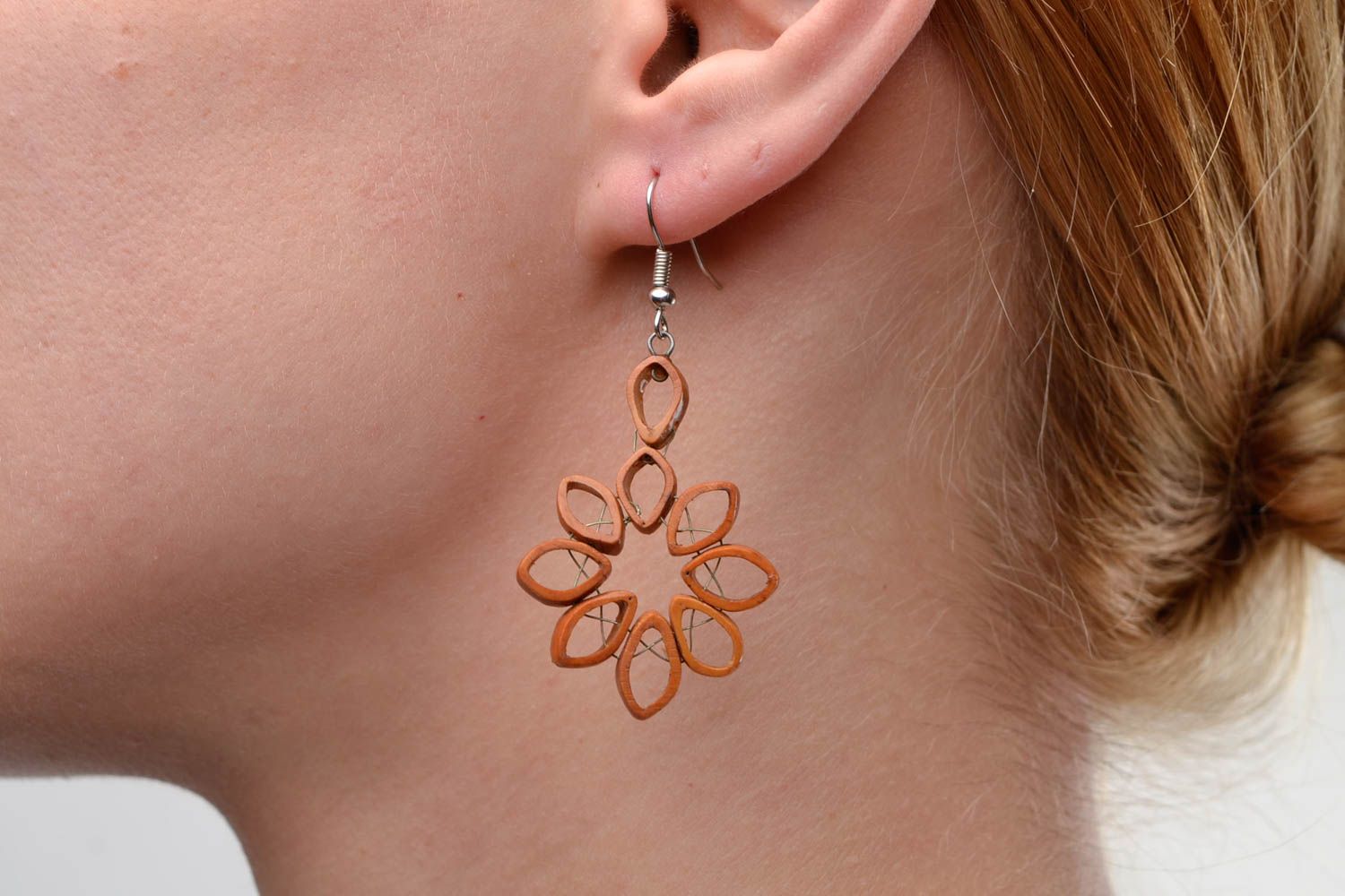 Handmade earrings wood jewelry wooden earrings designer accessories wood gifts photo 1