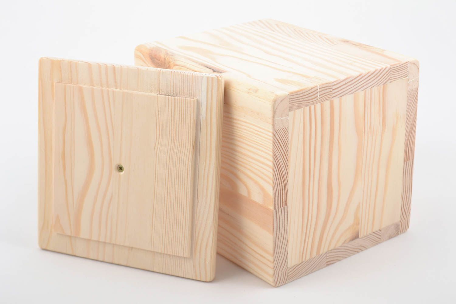 Handmade pine wood craft blank for decoration kitchen storage box with lid photo 4