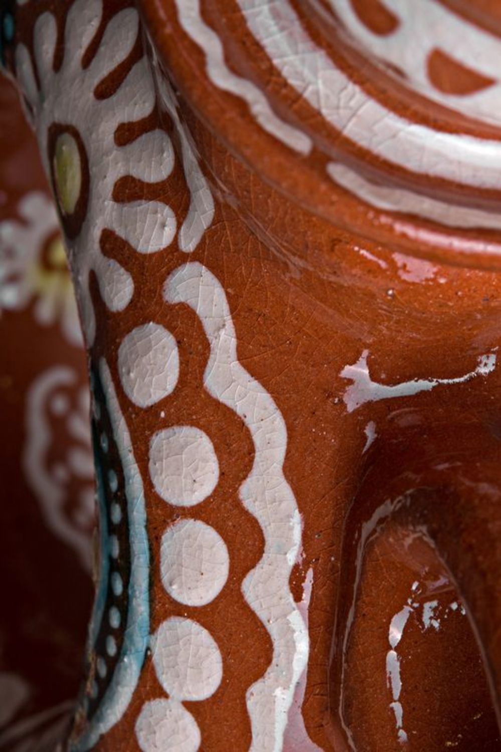 Handmade ceramic 30 oz decorative pitcher in circle shape wi two handles 1,46 lb photo 4