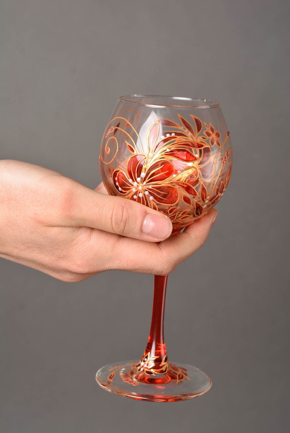 Verres à vin Vaisselle design fait main 2 pièces Art de table avec peinture photo 2