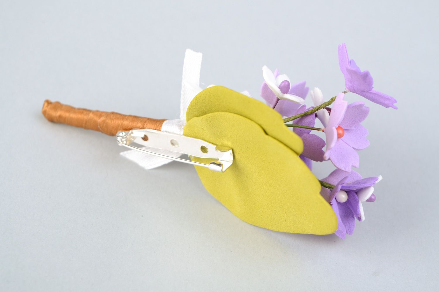Handmade boutonniere with forget-me-not flower made of foamiran for groom photo 4