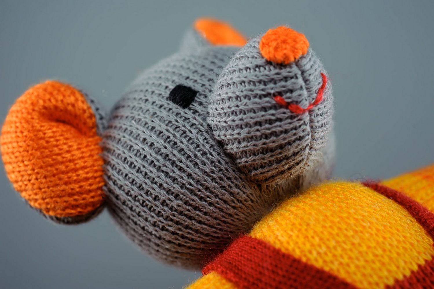 Soft knitted doll Mouse Kuzia photo 5