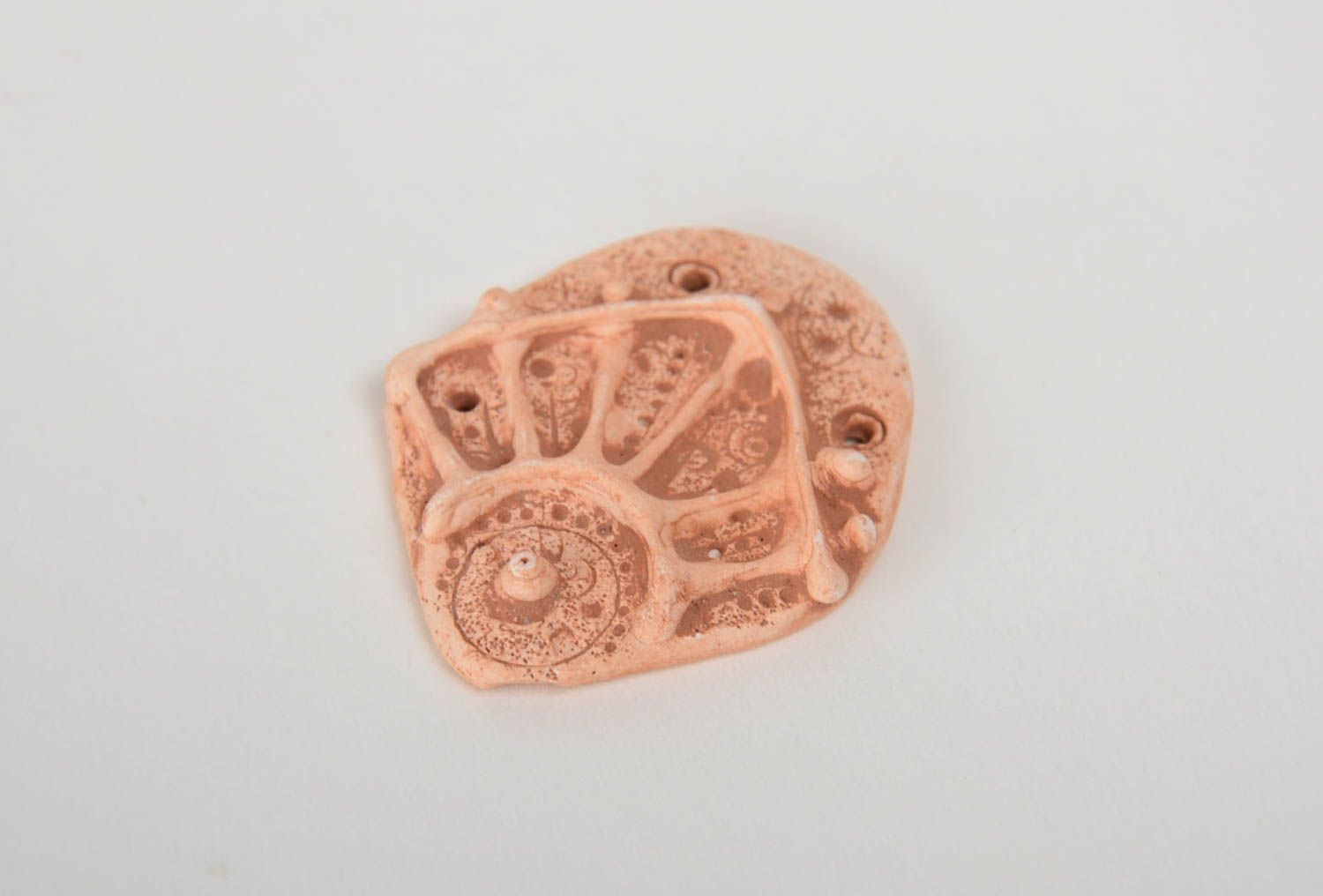 Handmade designer ceramic jewelry component with opening for pendant making  photo 2