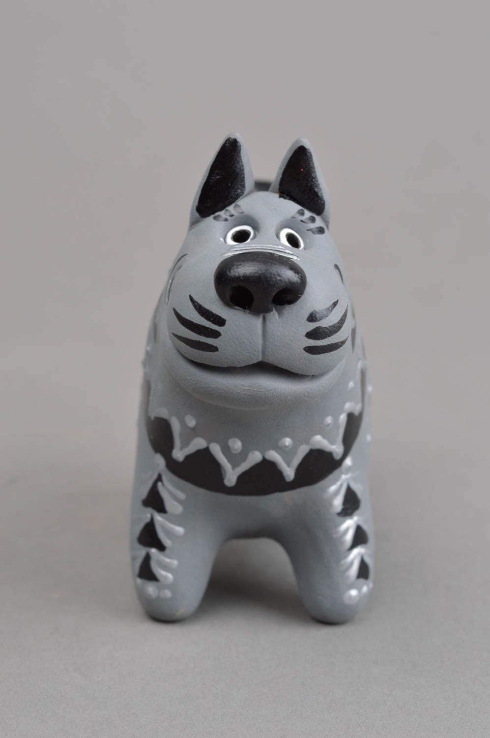 Свистулька из глины хенд мейд керамическая свистулька волк глиняная игрушка фото 2