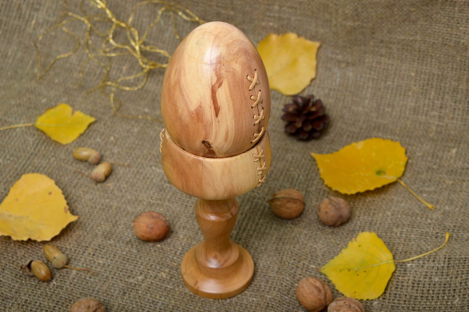 Handmade home decor Easter egg wooden gifts carved wooden egg for decorative use photo 5