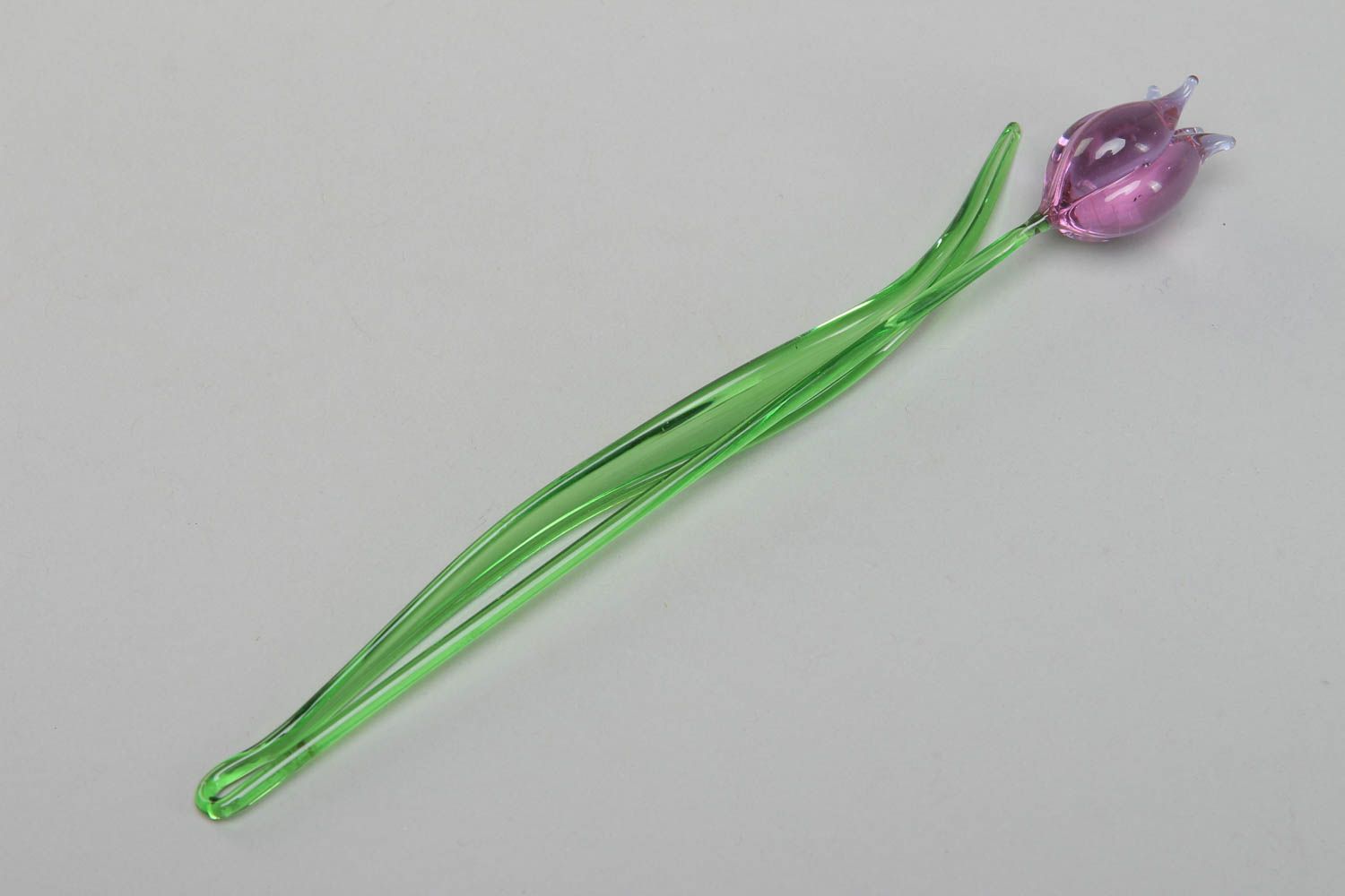 Figurine miniature en verre lampwork en forme de fleur tulipe faite main photo 2