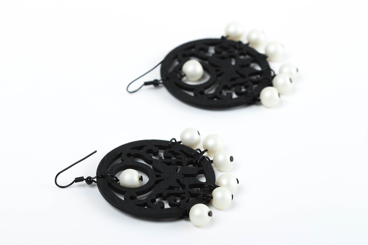 Handmade Modeschmuck Ohrhänger Ohrringe aus Holz Accessoire für Frauen  foto 4