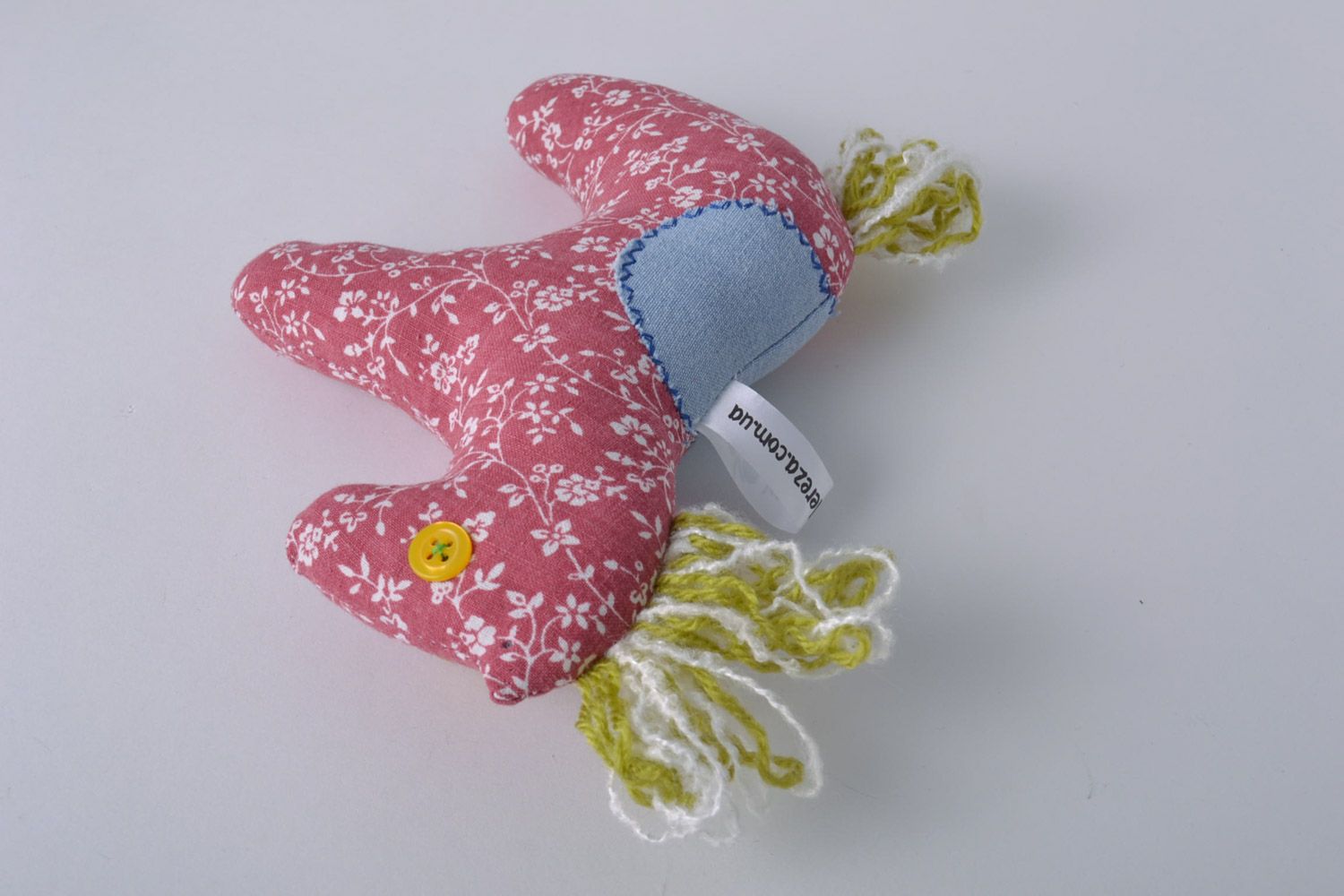 Peluche en tissu à fleurs en forme de petit cheval rose faite main jouet déco photo 2