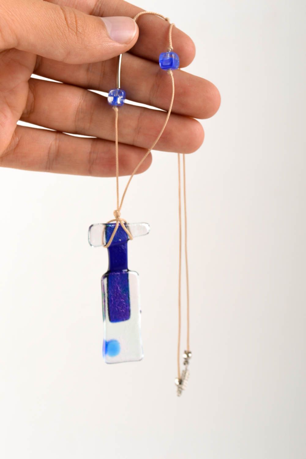 Colgante hecho a mano de cristal azul accesorio para mujer regalo original foto 5