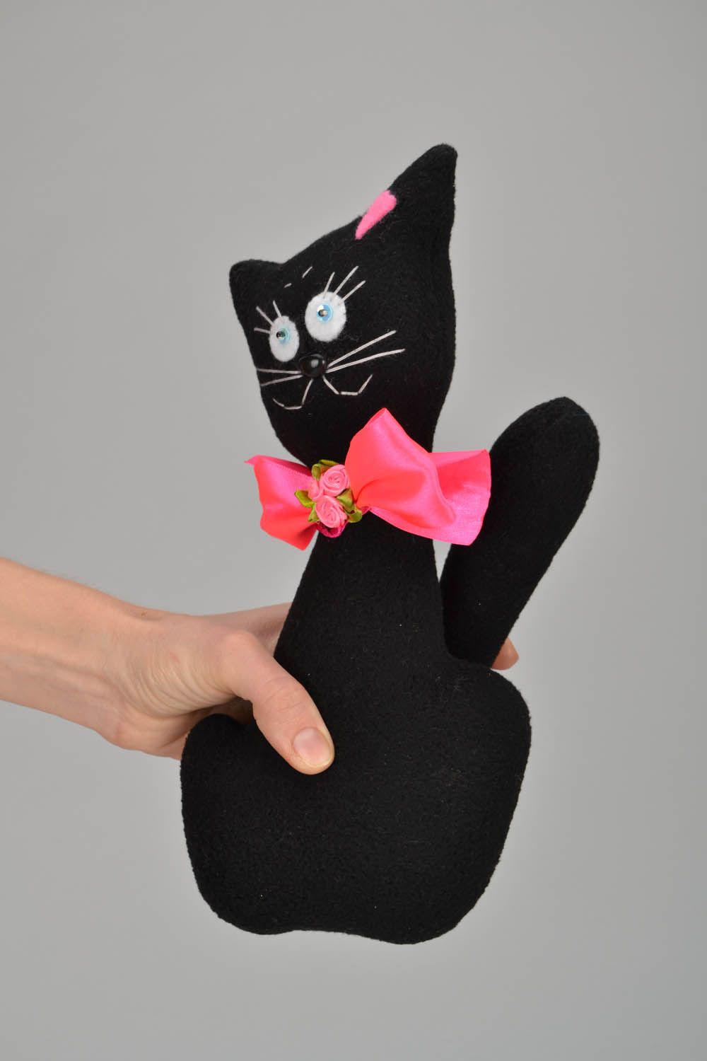 Handmade soft toy in the shape of a cat photo 2