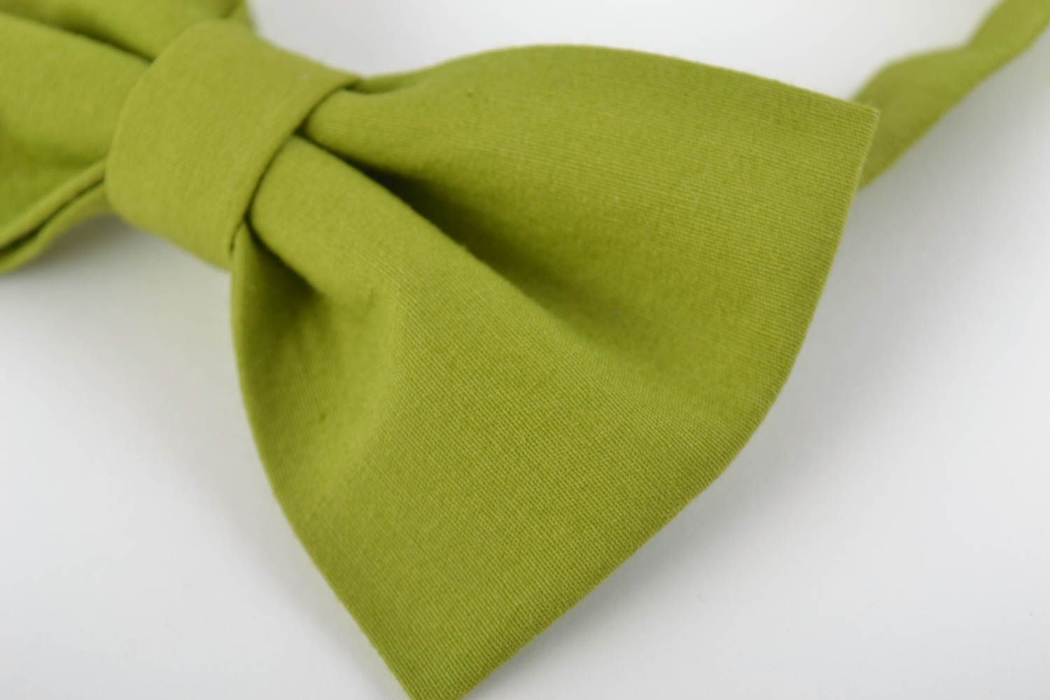 Beautiful handmade designer textile bow tie of lime color unisex photo 4