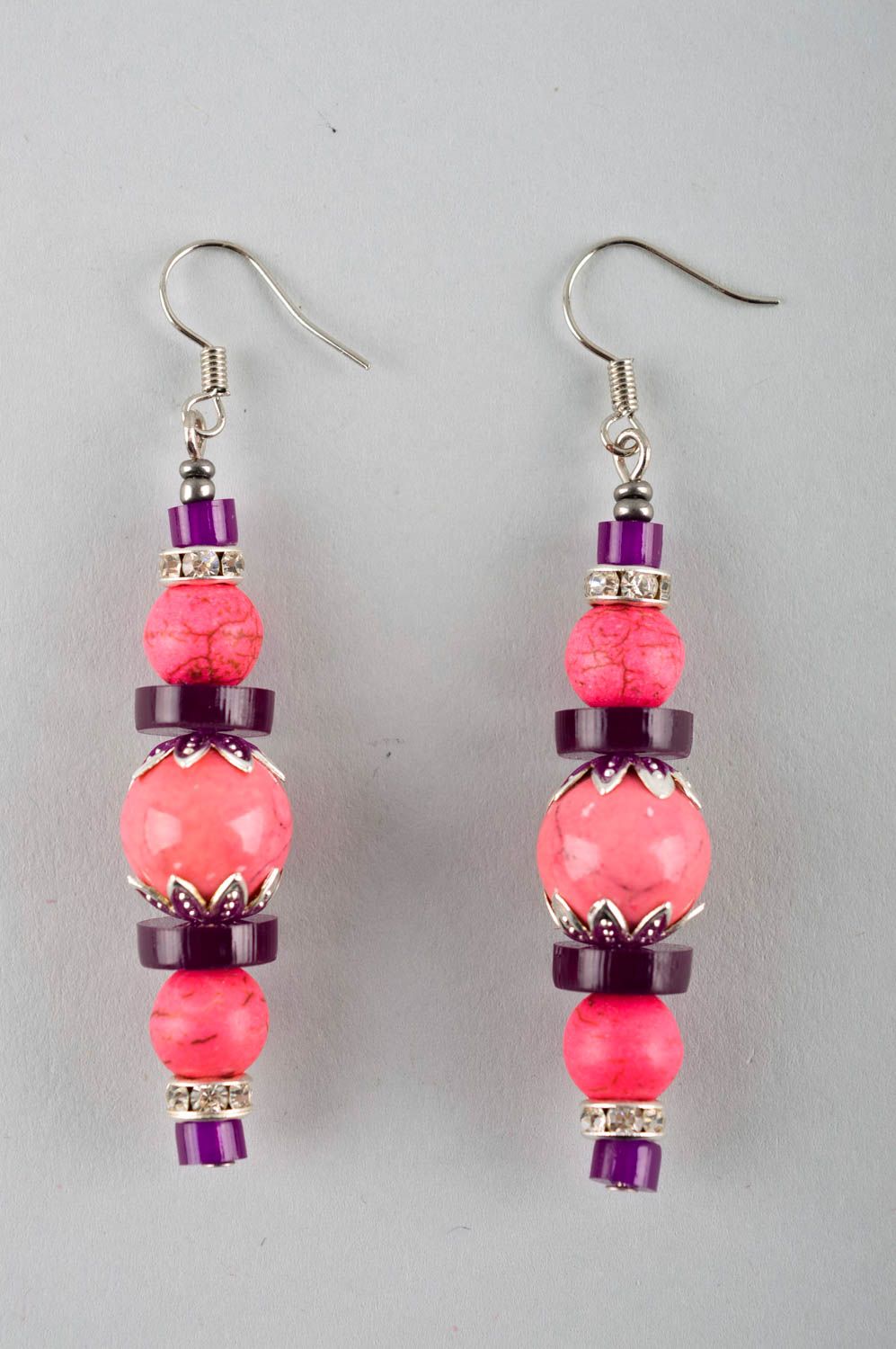 Boucles d'oreilles pendantes Bijou fait main roses design Cadeau femme photo 3
