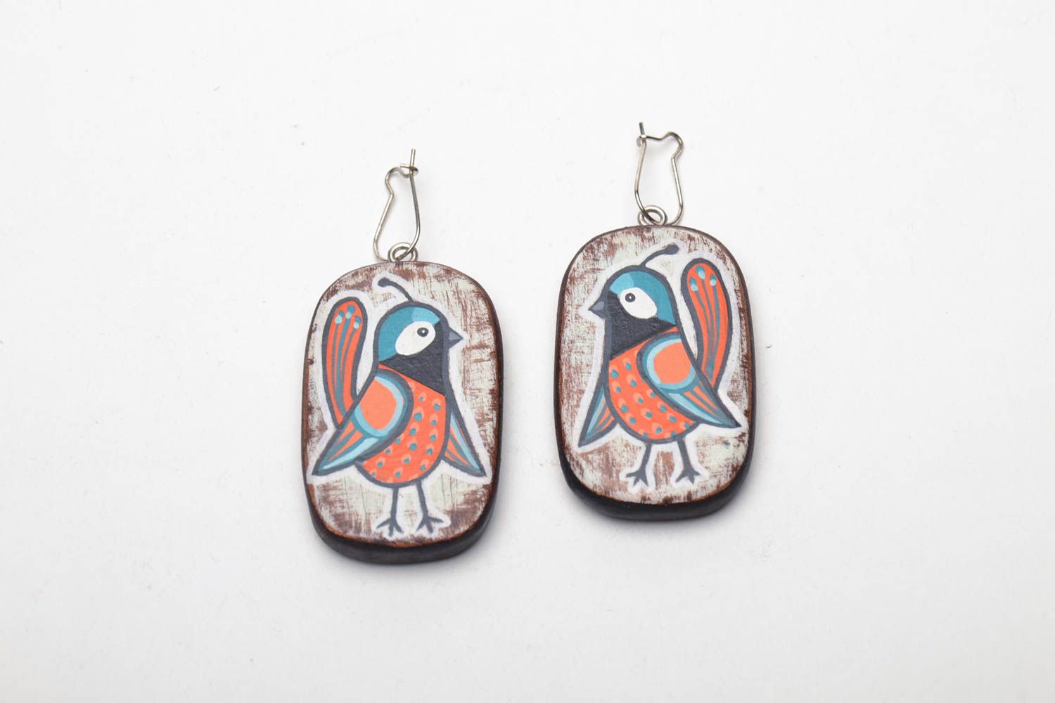Wooden earrings Birds photo 2